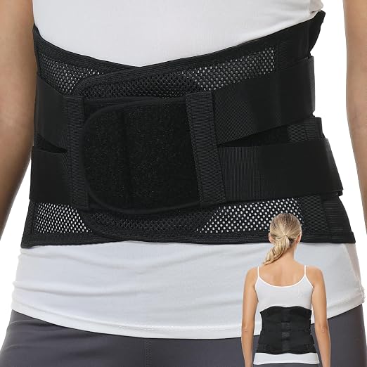 NeoTech Care Lower Back Brace for Women or Men, Lumbar Back Support Belt (Black, Size M)