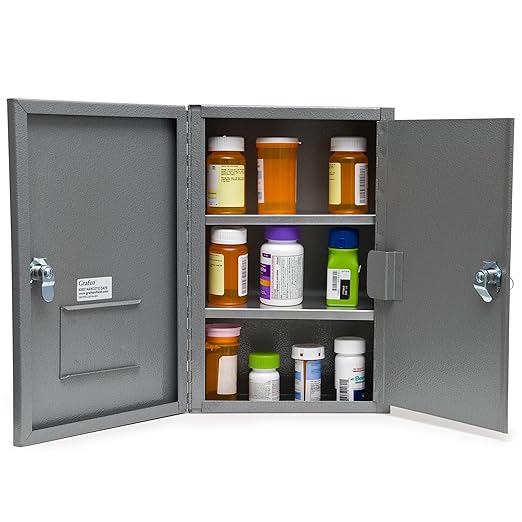 Graham-Field Locking Medicine Cabinet - Safe Narcotic, Drug & Medical Storage - Steel Double Doors & Locks