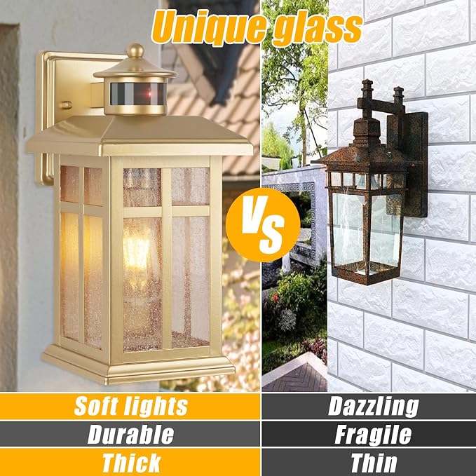 Brilvibera Outdoor Light Fixture Motion Sensor, Modern Outside Wall Lights | Exterior Light Fixture, Black Porch Lights & Outdoor Dusk till Dawn Wall Mount Light for House Garage Entryway