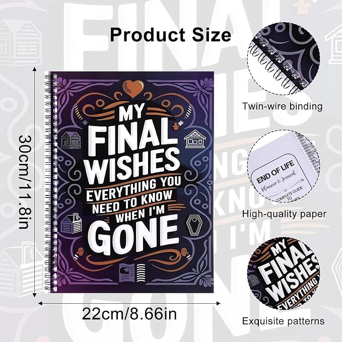 End of Life Planner, My Final Wishes Everything Need to Know When I'M Gone, Death Note Notebook of Life Planners Organizer Binder