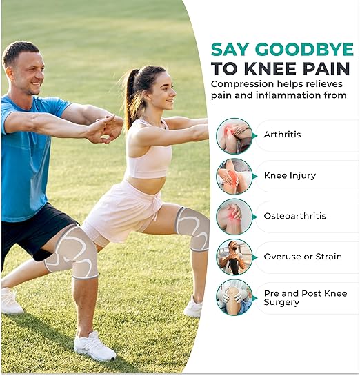 Modvel 2 Pack Knee Brace for Women & Men - Workout Knees Compression Sleeve for Knee Pain Relief Joint Support for ACL, Arthritis, Meniscus Tear Knees Brace for Sports, Rodilleras para Gym Fitness