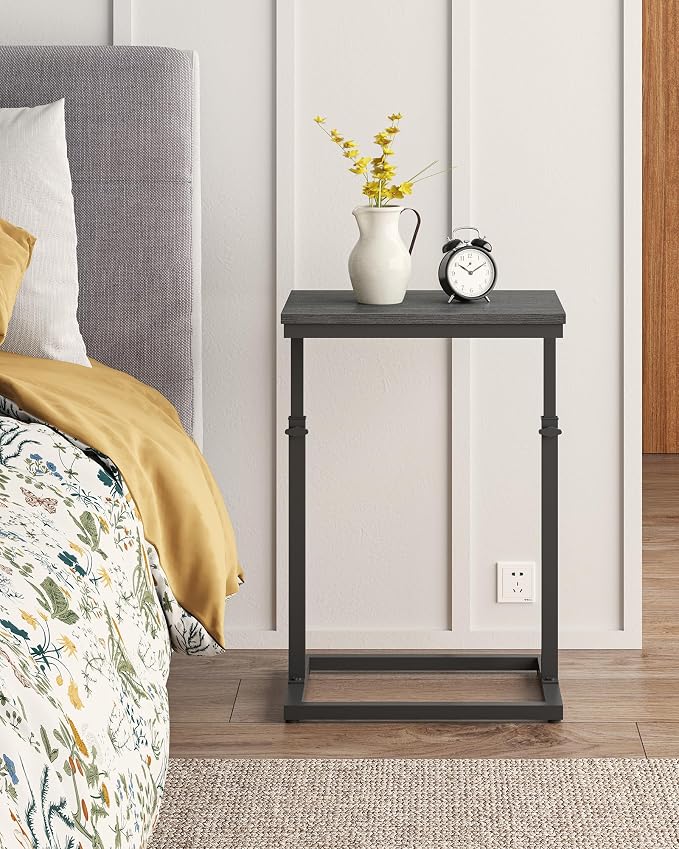 TUTOTAK End Table, Side Table, Tall Couch Table, Sofa Table | for Living Room, Bedroom, Black TB01BK083P