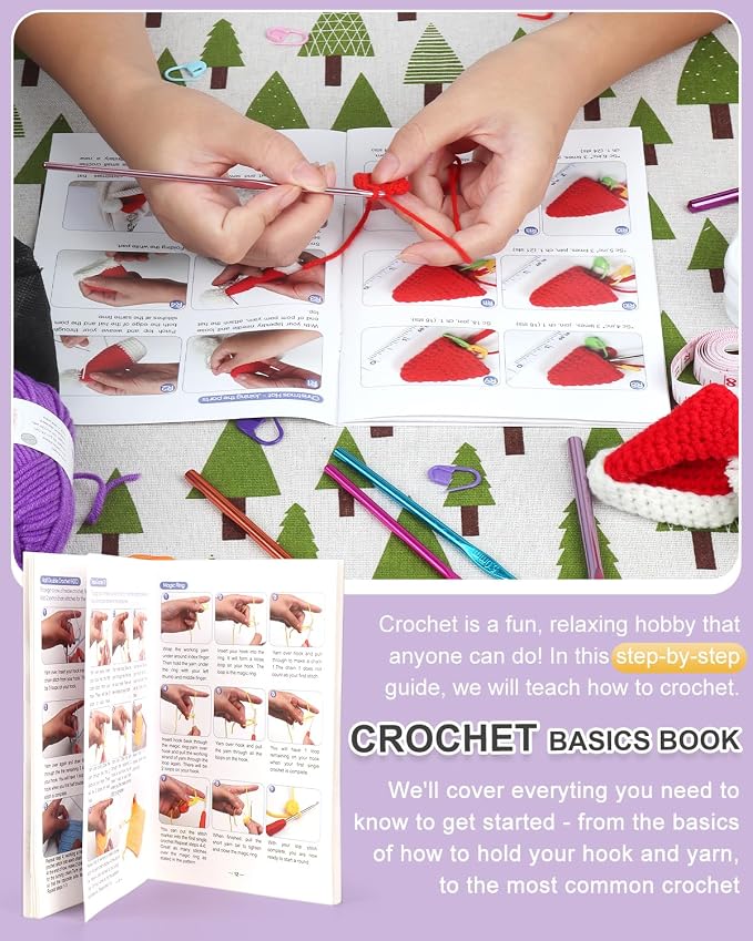 Aeelike Crochet Kit for Beginners Adults Kid, Complete Crochet Kits, Purple | Crochet Kit for Beginners Young and Old, All-inclusive Kit with Crochet Hooks 655 Yards Yarn Instruction Knit Bag, Ideal Gift