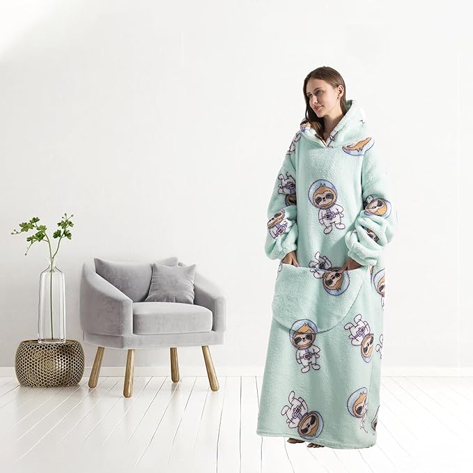 Blanket Hoodie, Long Hooded Blanket Sweatshirt as Birthday Gifts for Women Men, Long Wearable Blanket for Women Men.