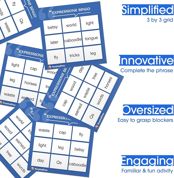 Keeping Busy Expressions Bingo Dementia Activities for Seniors | Alzheimer Products for Elderly Patients | Fun Memory Game Toy & Cognitive Brain Puzzle for Senior Citizens w/Memory Loss or Alzheimers