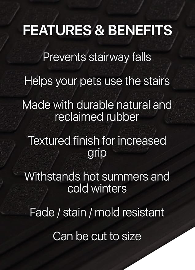FINEHOUS Rubber Stair Treads Non-Slip Outdoor 42”x10” (5-Pack) – Anti-Slip Step Mat with Nosing