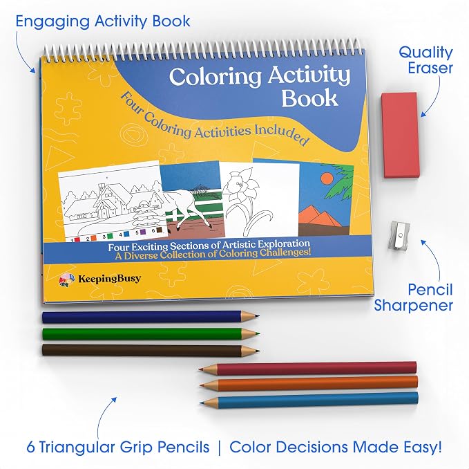 Keeping Busy Coloring Book Kit Dementia Activities for Seniors, Alzheimer Products for Elderly Patients | Cognitive Brain Fun & Easy Adult Coloring Book for Senior Citizens w/Memory Loss or Alzheimers