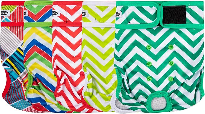 Tuiskusa Reusable Washable Dog Diapers Female, Highly Absorbent Doggie Diapers, Size Adjustable Puppy Diapers for Dog Period Panties(5 Pack)