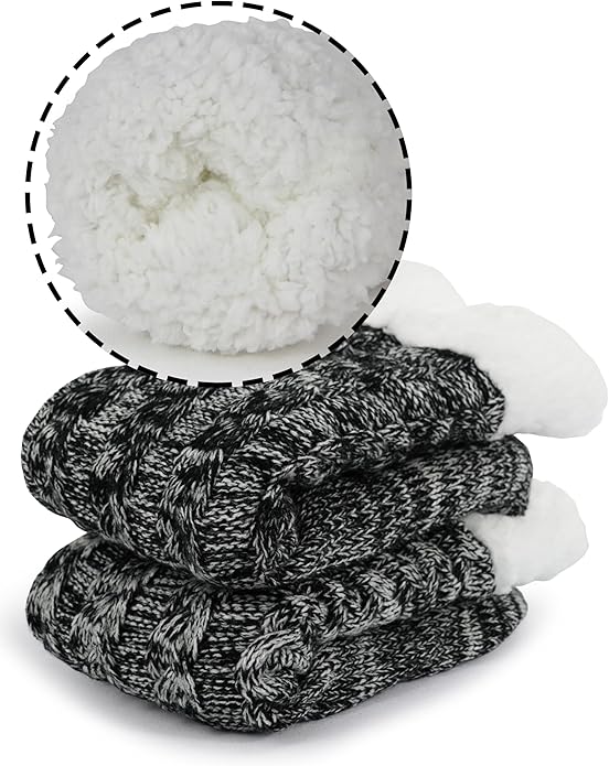 BenSorts Women Winter Thick Slipper Socks with Grippers Non Slip Warm Fuzzy Socks Christmas Gifts