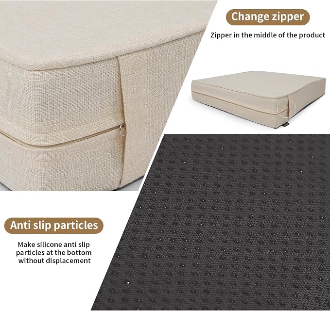 BUYUE Chair Lifting Cushion for Elderly 20" x 20" x 3", Friendly Woven Fabric High-Density Foam Recliner Chair Pad Couch Armchair Seat Cushion, Beige