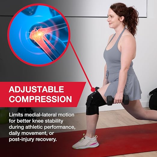 MUELLER Sports Medicine Self Adjusting Hinged Knee Brace for Men and Women, Knee Stabilizer for Compression and Pain Relief Support, Ideal for Arthritis, Sprains, Black, One Size