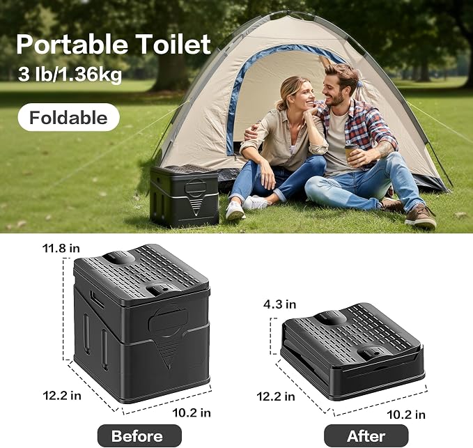 Portable Toilet,Camping Toilet Have Small Foldable Size. It is Compact Portable Toilet for Adults and Children. Suitable for Cars, Hiking, Beaches and Camping