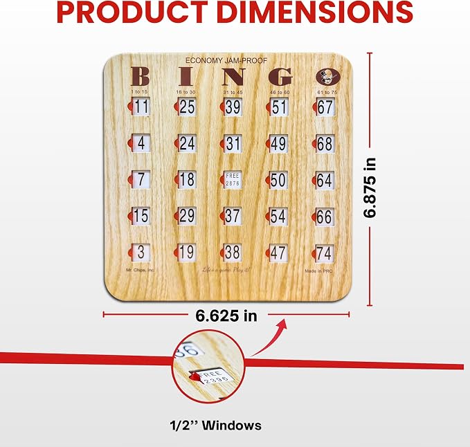 MR CHIPS Jam-Proof Fingertip Slide Bingo Cards with Sliding Windows 200 Pack in Tan Style