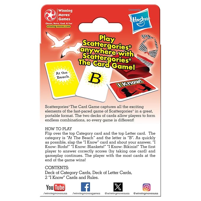 Scattergories The Card Game, by Wining Moves Games USA | Fast-Paced, Play At Once Card Gamewith Exciting Categories for 2 or More Players, Ages 8+