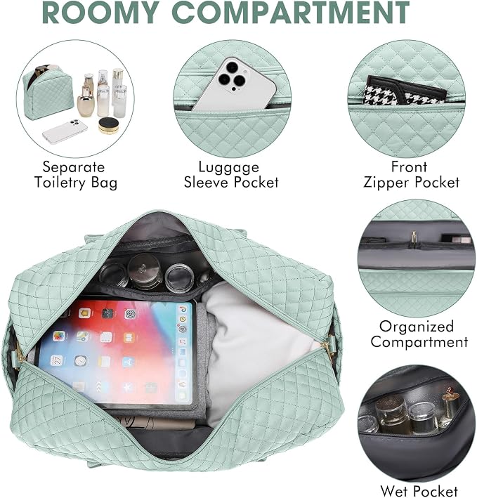 Large Women Travel Duffle Bag, Weekender Bags for Women with Shoe Compartment, Carry on Overnight Bag with Toiletry Bag, Gym Duffel Bag with Wet Pocket, Hospital Bags for Labor and Delivery 3 PCS Set