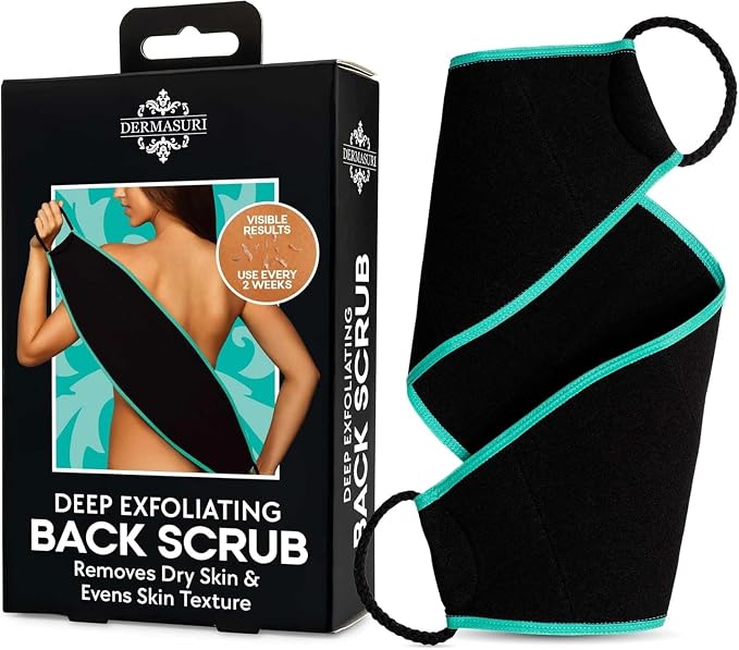 Dermasuri Deep Exfoliating Back Scrubber, Shower & Bath Back Exfoliator | Exfoliating Back Scrubber For Shower & Bath, Back Shower Scrubber, Skin Exfoliator Tool, 27x8 in Exfoliating Body Scrub