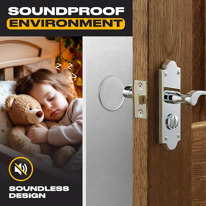 Clear Door Stoppers - Medium 2" (12 Pack) - Door Stoppers for Wall with Strong Back Adhesive - Quiet and Shock Absorbent Silicone Wall Protectors from Door Knobs - Protects Every Surface