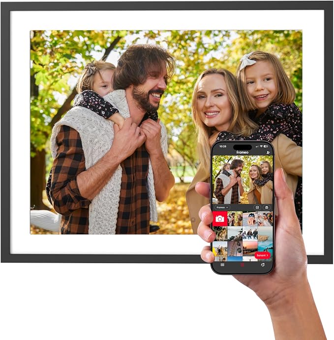 AGFA Photo FRAMEO WiFi Digital Picture Frame 17 Inch – HD Touchscreen Smart Photo Frame, Share Photos & Videos Instantly via App, 32GB Memory, Auto-Rotate, Clock & Weather, Slim Modern Design