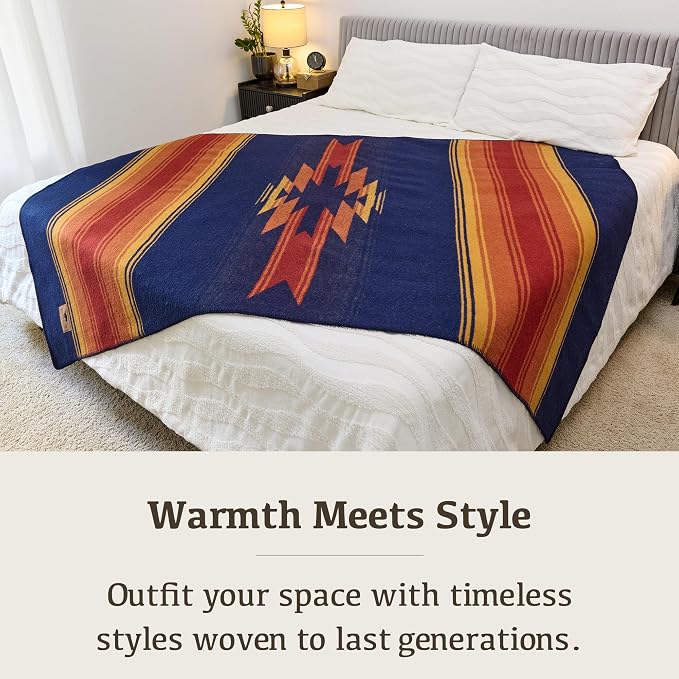Chubbuck 100% Wool Blanket Camping (60" x 84") - Large Warm Blankets for Camping, Emergency, Outdoor Concerts and Home Use - Reversible, Fire Retardant Blanket, Soft Warm Blankets for Winter (Sunset)