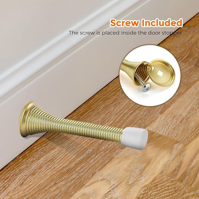 Ravinte Door Stoppers, 30 Pack Gold Spring Door Stops with Rubber Bumper, Door Stoppers for Bottom of Door