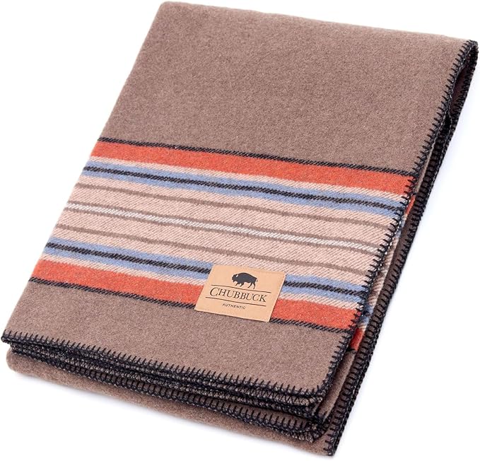 Chubbuck 100% Wool Blanket Camping (60" x 84") - Large Warm Blankets for Camping, Emergency, Outdoor Concerts and Home Use - Fire Retardant Blanket, Soft and Warm Blankets for Winter (Forest)