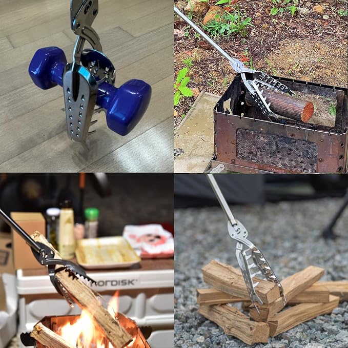 FTH Premium Stainless Steel Grabber Reacher Pickup Tool Heavy Duty 41 inch | Trash picker log BBQ fireplace pits snake tongs power claw made in korea no wire design outdoor yard cleanup plogging