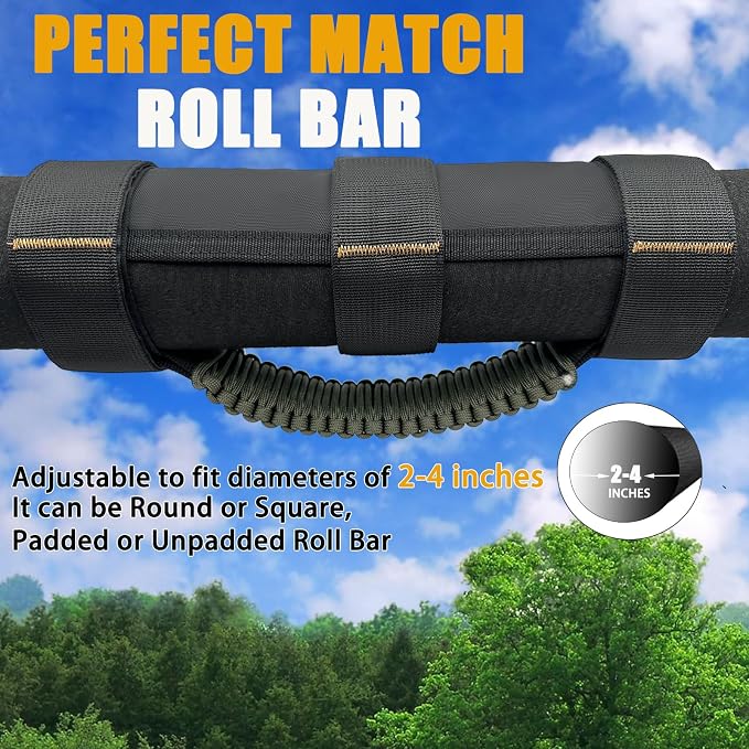 4 Pack Paraocrd Roll Bar Grab Handles for Jeep Wrangler Accessories | CJ YJ TJ JK JL LJ JLU JKU Sahara Freedom Rubicon, Gladiator JT (1955-2023 Modle), Upgrade Strong Metal Buckle, Non-Deformable