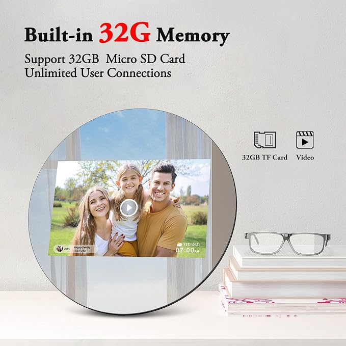 Frameo Digital Picture Frame Digital Calendar 10.1 Inch Mirror|WiFi Smart Photo Frame|IPS HD Touchscreen|Auto-Synced Calendar, 32GB|Share Photos/Videos via Frameo App, Gift for Parents Grandparents