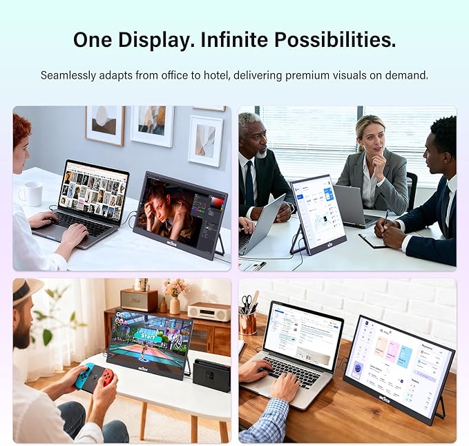 InnoView 4K Portable Monitor 18.5" 3840x2160 UHD USB-C HDMI for Laptop, 10Bit IPS Computer Gaming Display HDR Travel Monitor with W/180°Adjustable Stand for Desktop Mac Phones Tablet PS5/4 Switch