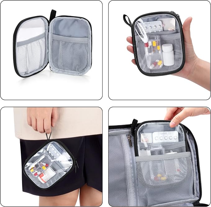 Trunab Medicine Storage and Organizer Bag Empty, Pill Bottle Organizer | with Portable Small Pouch, Home First Aid Box for Emergency Medication, Supplements or Medical Kits (Bag Only)