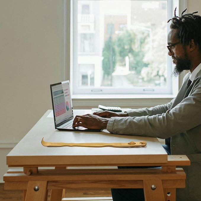 BambooMN 17 Inch Bamboo Wooden Back Scratcher Smooth Massage Roller Handle for Itching Stress Relief, 2 Units