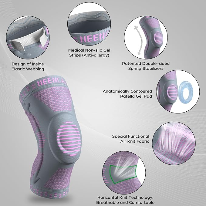 NEENCA Knee Brace for Women & Men, Medical Knee Support with Patella Pad & Side Stabilizers, Knee Compression Sleeve for Knee Pain, Meniscus Tear, ACL, Joint Pain, Runner, Workout - FSA/HSA Eligible