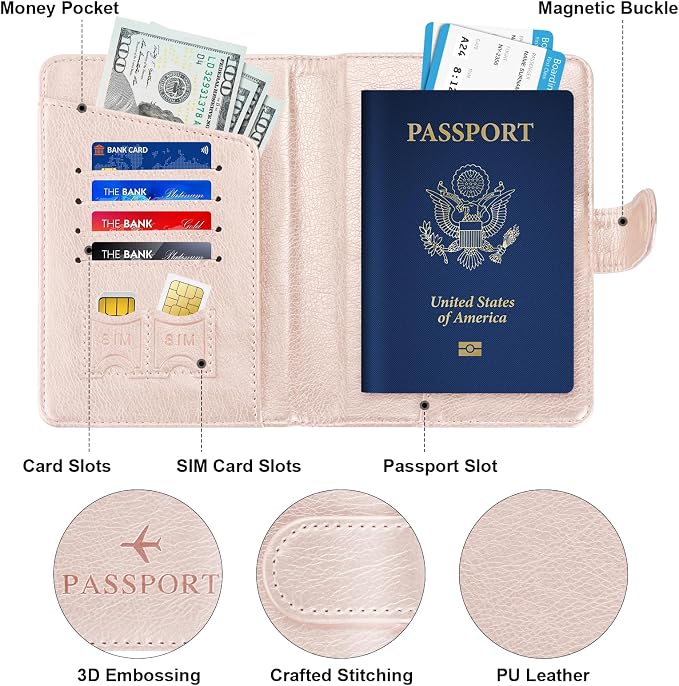 Passport Holder for Travel Essentials Wallet Cover Case Women Men Gift | Passport Holder for Travel Cruise Essentials, Passport Wallet Cover Case Women Men Travel Gifts