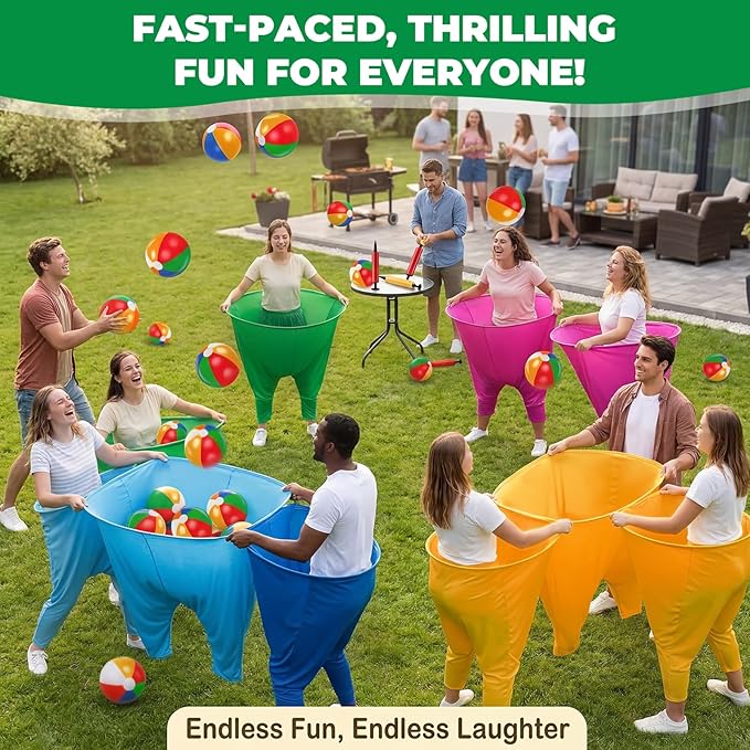 Granny Pants Yard Game, Granny Pants with Bouncy Balls & Pump, Giant Pants Outdoor Game & Big Pants Ball Catch Game, Granny Pants Game for Kids & Adults, Perfect for Family Reunion Games