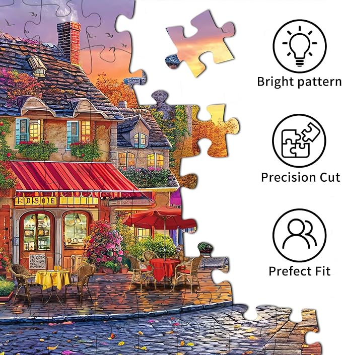 Puzzles for Adults 1000 Pieces,The Streets of Autumn Jigsaw Puzzle with 1:1 HD Poster, Perfect Interlocking No Dust, Stress Relief Ideal Gift for Family Games