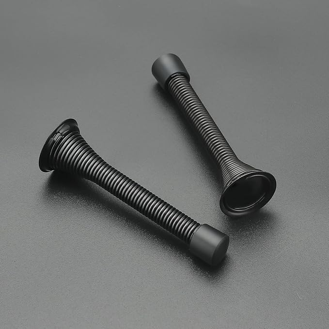 Ravinte Door Stoppers, 12 Pack Black Spring Door Stops with Rubber Bumper, Door Stoppers for Bottom of Door