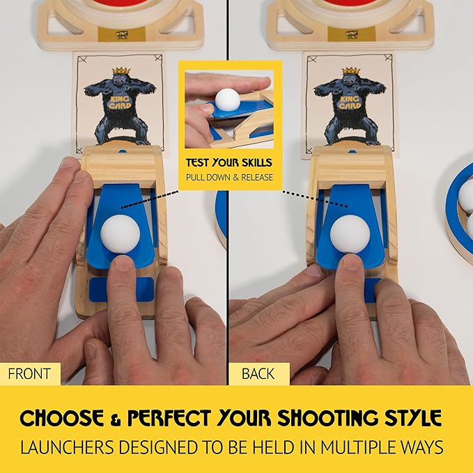 King Pong Original Shot Making Portable Pong Card Game for Kids, Teens & Adults | 1-4 Players | 12 Mini Games Included | Family Game Night, Travel & Party Fun