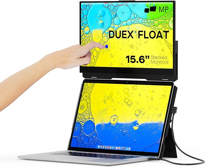 Duex Float Mobile Pixels 15.6" Stacked Portable Screens, Full HD IPS 1080P Touchscreen Monitor with Built-in Kickstand, USB Type-C/HDMI Plug and Play, Support Windows/Mac/Android/ChromeOS/Switch