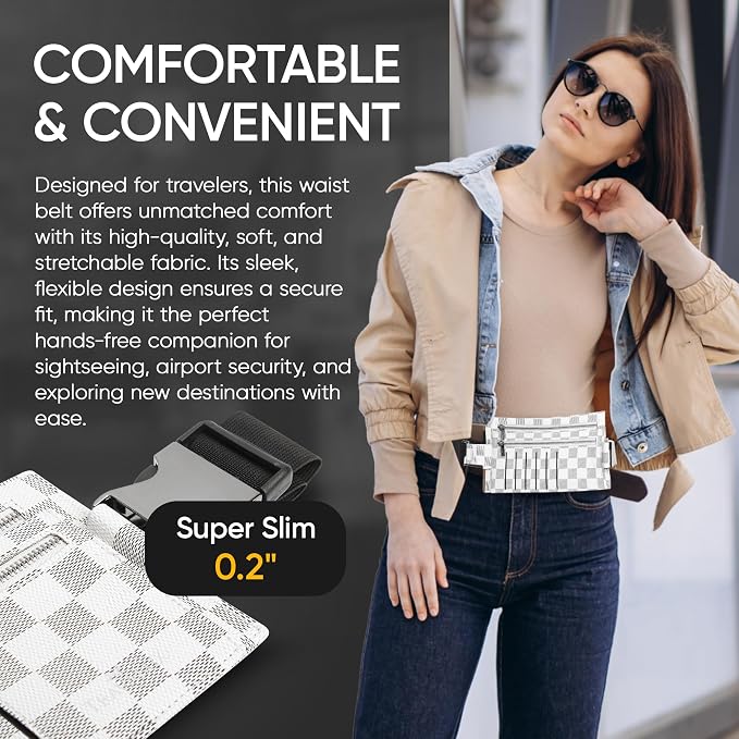 Luxury Travel Wallet – Hidden Money Belt, RFID-Blocking, Anti-Theft Passport Holder for Men & Women (White)