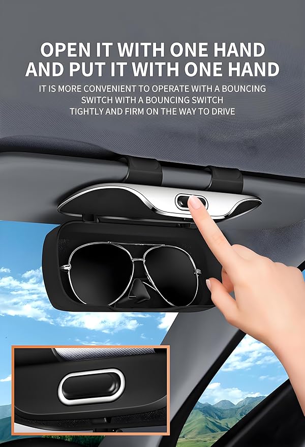 GDQ Sunglass Holder for Car Visor Clip Glasses Case Car Sunglasses Case for Car Sun Visor Glasses Storage Box Car Sunglass Holder Car Visor Accessories Universal for SUV Sedan Truck (Gray)