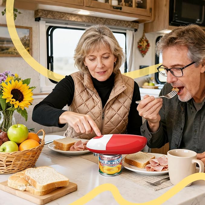 Electric Can Opener, One-Touch Automatic Can Opener Easy Side Cut All Can Sizes with Smooth Edge, Handsfree Battery Operated Kitchen Gadget Safe for Seniors & Arthritis