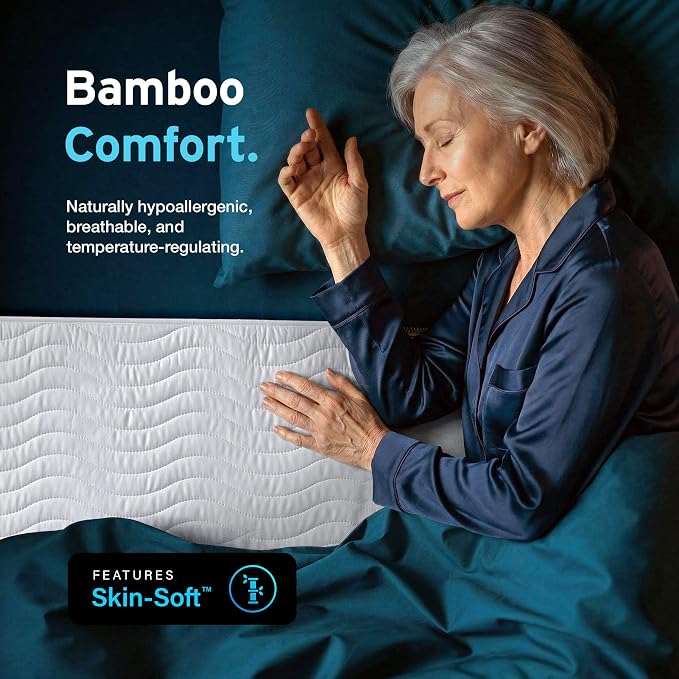 AYDMED Premium Bamboo Washable Incontinence Bed Pad with Tucks | for Queen Beds | Maximum Absorbency Washable Underpad | Waterproof Reusable Mattress Protector Underpad for Adults, Children & Babies