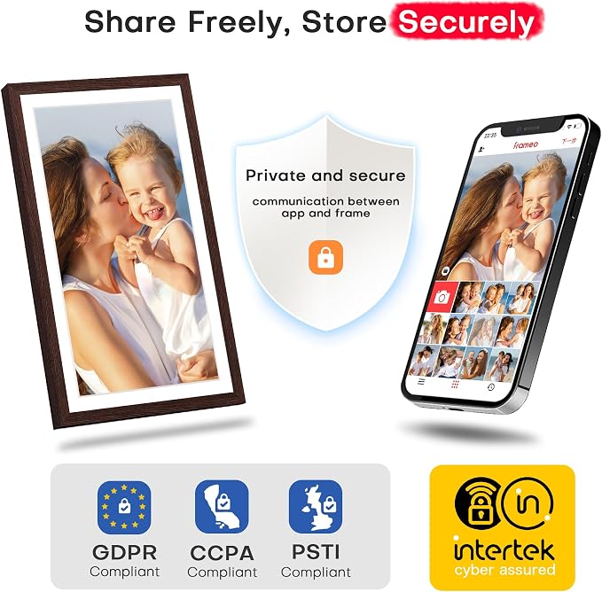Frameo 15.6 inch Digital Picture Frame WiFi Wood, 1920 * 1080 IPS FHD Touchscreen Large Digital Photo Frame, 32GB Storage, Instant Share Photo Video, Wall-Mountable & Tabletop Display, Gift for Mom