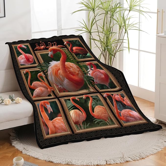 Yibuda Flamingo Blanket Bird Tropical Flannel Plush Throw Blanket Cozy Animal Decor Fleece Stuff Blanket Gifts for Lover Girls Boys Kids Adults Women Bed Travel 50"x60"