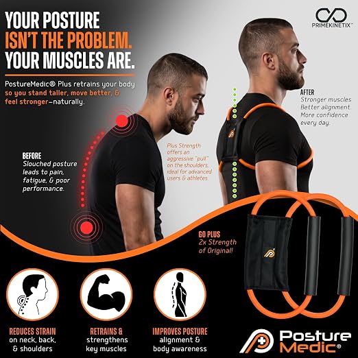 PostureMedic Plus Strength Dynamic Posture Corrector for Athletes – High Resistance Training System for Performance & Recovery – Professional Grade Posture Trainer for Men & Women