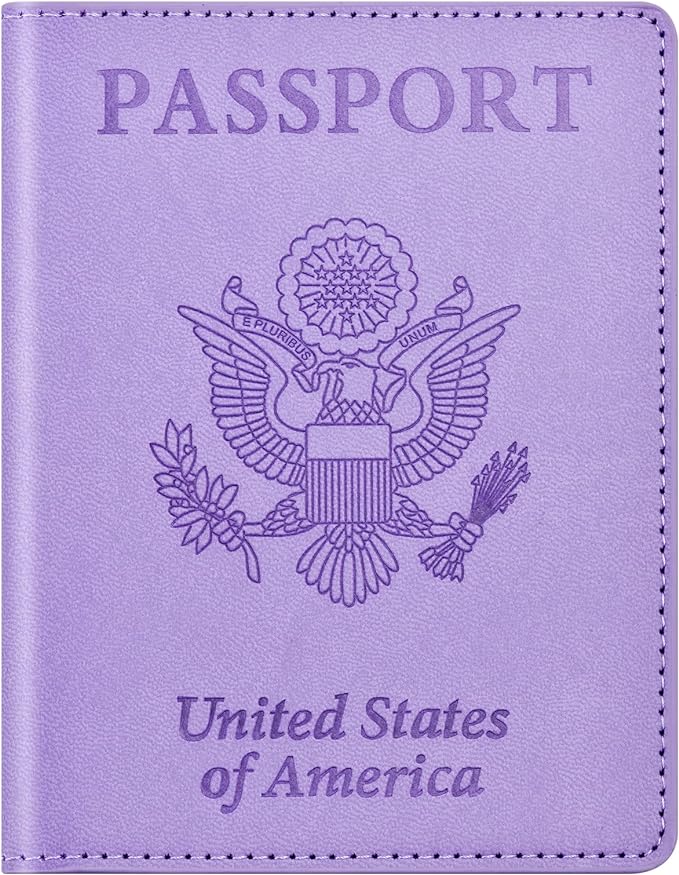 Passport and Vaccine Card Holder Cover Combo, Passport Case /Wallet with Vaccine Card Slot for Women and Men(AL-Purple)