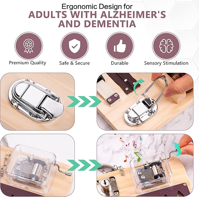 Assistex Fidget Busy Board for Adults with Dementia - Calming Activities and Games for Seniors Sensory Mat with Guide Book - Assistance Products Elderly Patients - Gift Toys for People with Alzheimers