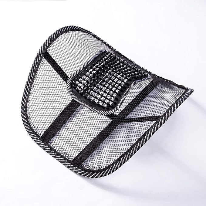 Lumbar Support for Chair 8 x 12 Inches Car Mesh Back Support with Massage Beads Ergonomic Designed Breathable Lumbar Back for Office Chair (Black, One Size)