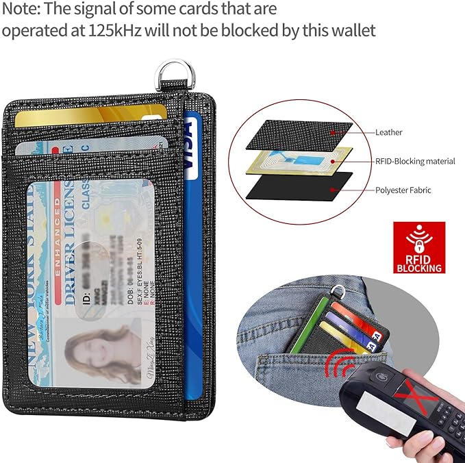 Slim Minimalist Front Pocket Wallet, RFID Blocking Credit Card Holder Wallet with Detachable D-Shackle for Men Women