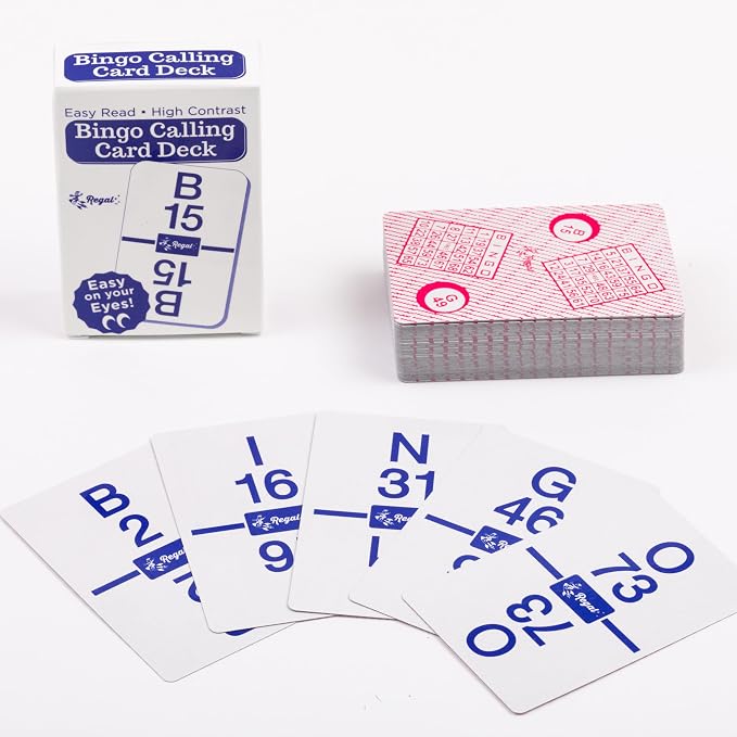 Regal Bingo Calling Cards Deck Reusable - Bingo Games for Family - 75 Standard Playing Cards (B1 - O75)